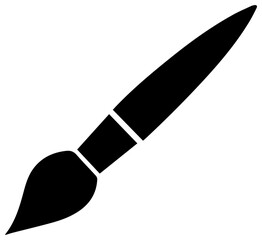 Fototapeta premium Solid black paint brush icon representing artistic creativity and design tools for digital applications and creative projects in a minimalist vector style