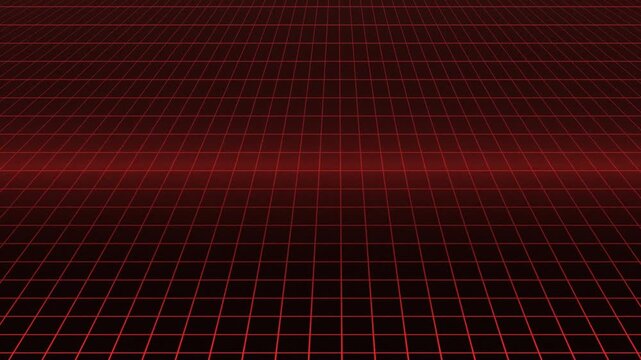 Red grid lines forming a perspective pattern on black background