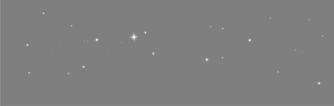 Sparkling White Glitter Stars Overlay &ndash; Glowing Twinkle Light Particles PNG