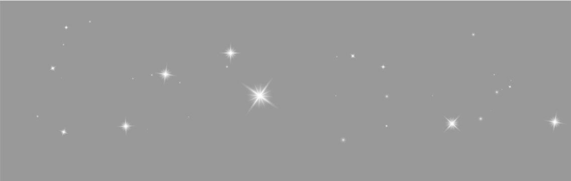 Sparkling White Glitter Stars Overlay &ndash; Glowing Twinkle Light Particles PNG