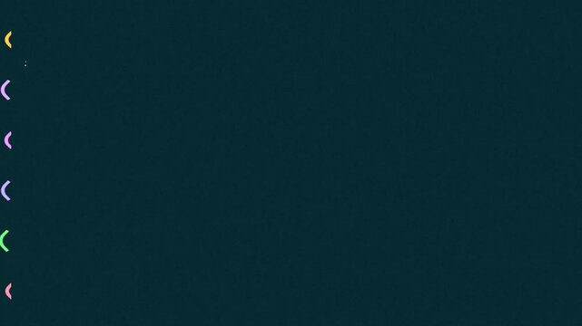 Vertical line of colorful crescents on dark blue abstract background