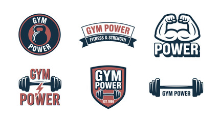 Fototapeta premium Gym fitness power badge and emblem collection isolated on white background