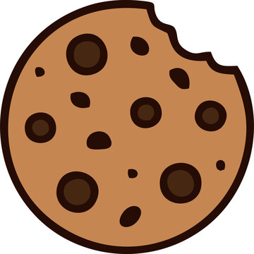 Chocolate chip cookie baked snack vector illustration