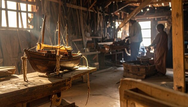 Traditional blacksmith workshop with vintage anvil and tools.