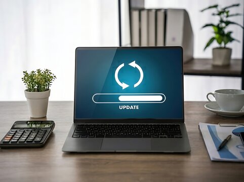 Operating System Update Concept Showing Software Installation Progress and Enterprise IT Infrastructure Management Solutions