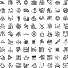 Fototapeta premium Diverse set of essential business, health, and daily life line icons, illustrating various concepts from logistics and finance to wellness and communication