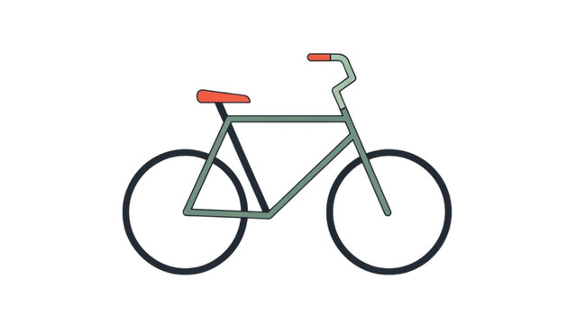 A green bicycle with red seat and handlebars is shown