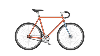 Fototapeta premium A person rides an orange bicycle on a road with wheels and frame
