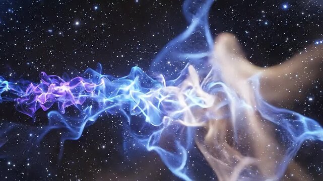 An abstract representation of cosmic energy and swirling lights.