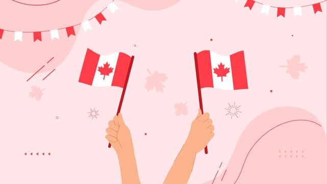 Waving Canadian Flags Celebration Background for Canada Day