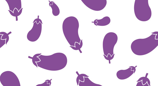 Purple eggplant pattern on a white background seamless vegetable illustration