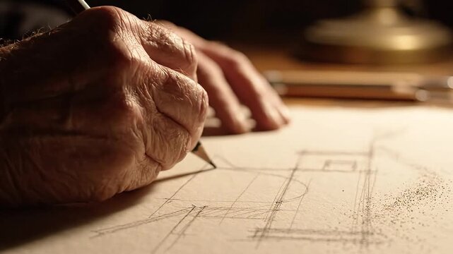 A close-up of a hand sketching on paper, emphasizing creativity.
