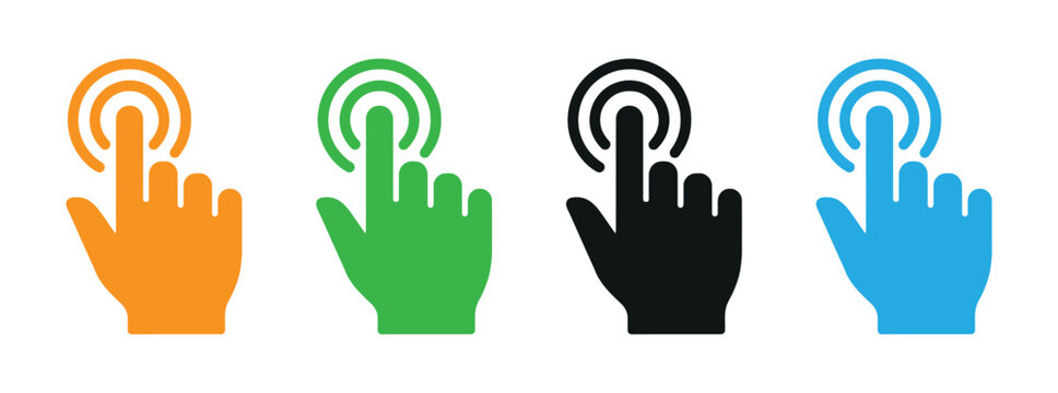  Hand icons with index finger pointing up and WiFi signal symbol on white background for web and mobile design vector illustration .