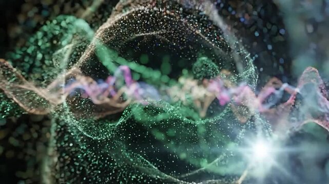 An abstract illustration of colorful waves and lights swirling dynamically.