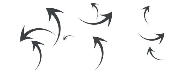 Fototapeta premium Black arrows set. Curved arrows. Black wavy carve arrow icon isolated on white background. Vector illustrator