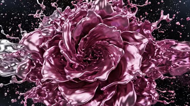 An artistic splash resembling a pink flower, vibrant and dynamic.