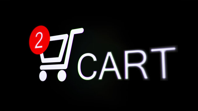 Digital display screen close up e-commerce add to cart Buy Product on On-line Store retail