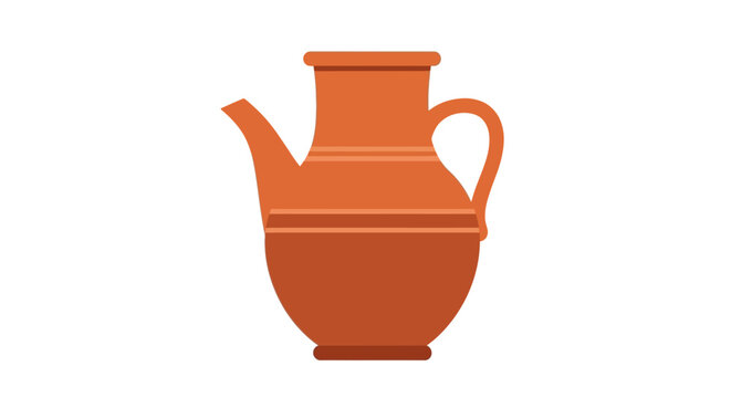 Illustrated terracotta pitcher with elegant curved handle design.