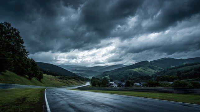 Serie cinematogr&aacute;fica de coches de competici&oacute;n, motores, neum&aacute;ticos, lluvia, chispas y asfalto mojado en escenas de velocidad, adrenalina y tecnolog&iacute;a.
