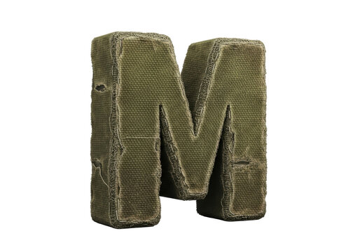 Grunge 3d Letter M canvas PNG clean transparent background