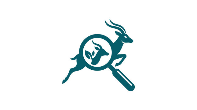 Antelope Inside Magnifying Glass Icon.