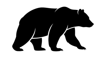 Obraz premium Black silhouette of a large grizzly bear walking side view isolated on transparent background, Vector