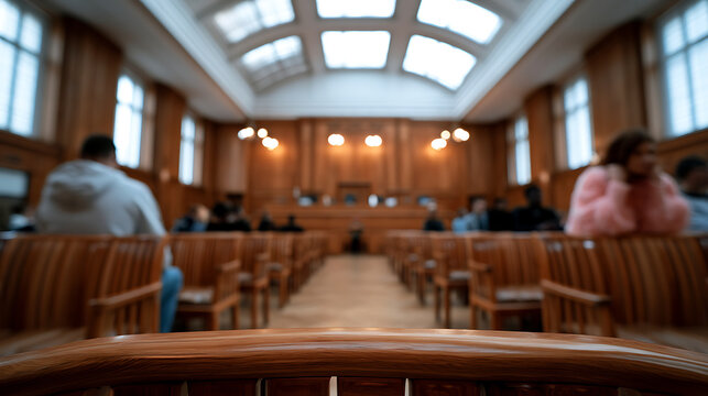 empty courtroom interior design, for legal services and attorney advertising promotional materials content marketing