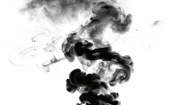 Heavy smoke arising isolated on transparent background