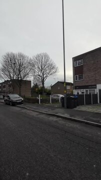 Car Mounted Camera Streets View Vertical Footage of Central Birmingham Perry Barr City of England Midlands of United Kingdom. Footage Was captured on 26th November, 2025 During Cloudy and Cold Sunset