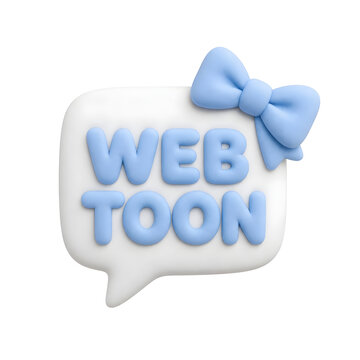 Webtoon logo with blue bow on white speech bubble on black background webtoon