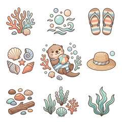 Fototapeta premium Otter in ocean sea beach scene.