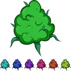Fototapeta premium sativa weed bud cartoon. hybrid nug, terpenes edibles, concentrates hash sativa weed bud sign colorful illustration