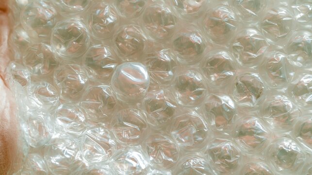 Polythene bubble wrap insulation underlay with a glossy and reflective surface for packaging and building material backgrounds