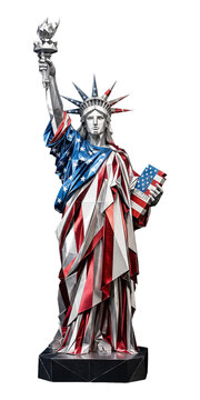 Statue of Liberty Sculpture with American Flag Design