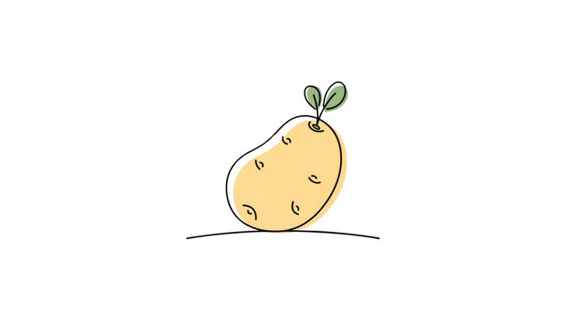 Cute cartoon potato with green sprouts standing upright Vector