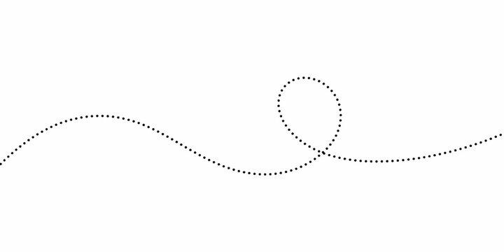 Dotted Line with Swirl on White Background