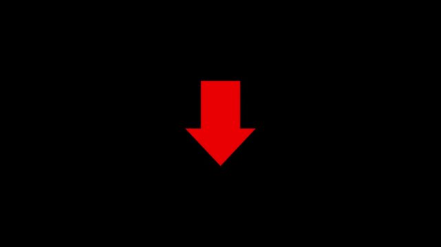 Arrow pointing down for download or decrease sign. downward arrow icon. straight down arrow symbol for dark mode user interface.