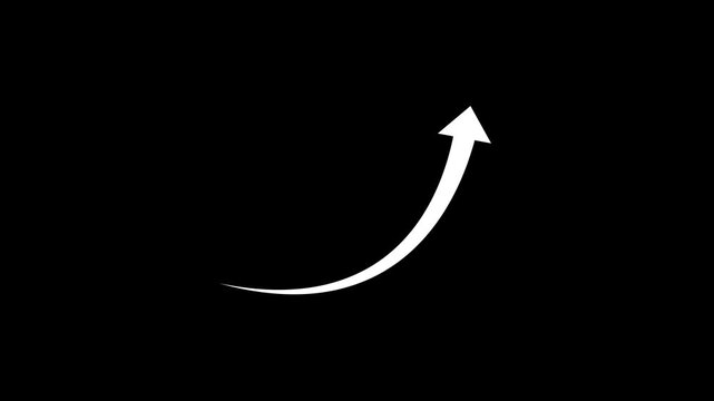 Minimalist growth chart arrow pointing up for business success. financial trend increase arrow symbol for dark mode UI.