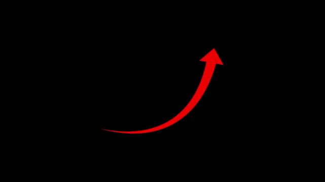 Minimalist growth chart arrow pointing up for business success. financial trend increase arrow symbol for dark mode UI.