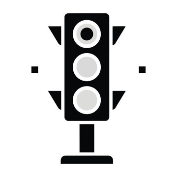 Traffic light with three lights on black background