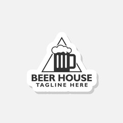 Obraz premium Beer house logo sticker isolated on gray background