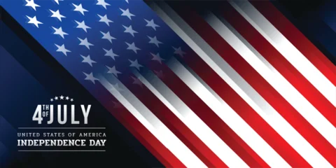 4th of july USA independence day - Abstract USA flags with diagonal stripes on dark blue background vector design © ananaline
