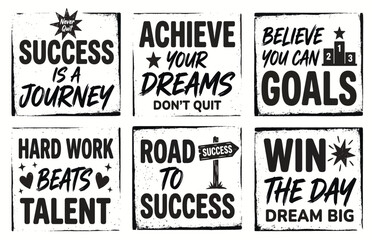 Fototapeta premium Set of motivational quotes and inspirational slogans for success and achievement