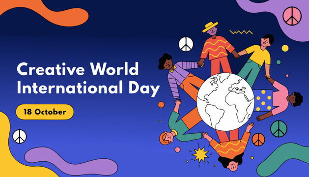Creative World International Day, Global Celebration, Earth, Peace Symbols, October 18th