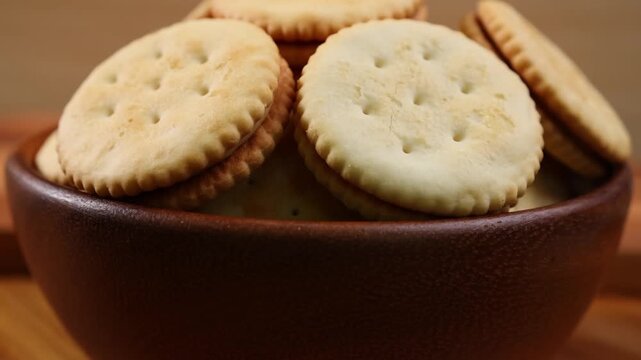 Close up view of  sandwich cookie  on table