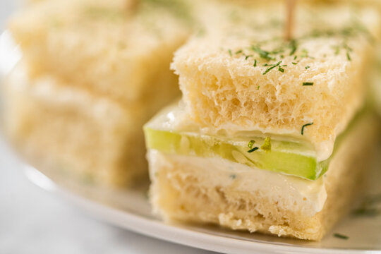 Mini Cucumber Sandwiches with Cream Cheese