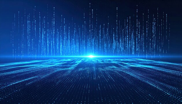 Futuristic Blue Data Stream Visualization with Light Burst.