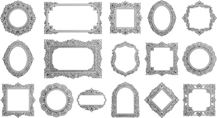 Vintage oval frame with decorative floral elements and bows, elegant border design for invitations, greeting cards, and labels © SampaRani
