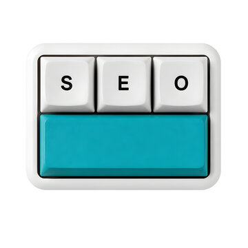 Seo keyboard button with letters on white background
