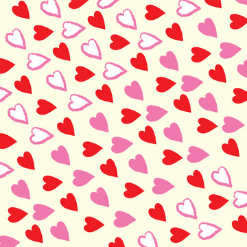 Seamless Romantic Red Pink Heart Pattern Vector for Valentine's Day